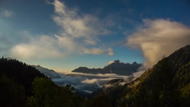 Восход Солнца Доломитовых Альпах Италия — стоковое видео