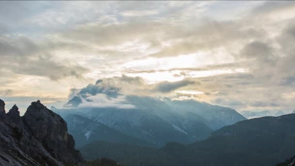 Puesta Sol Dolomitas Alpes Italia — Vídeos de Stock