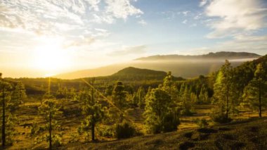 Günbatımı Llano de las Brujas, La Palma, Kanarya Adaları, İspanya
