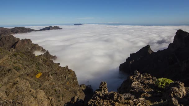 Cloud Sea Caldera Taburiente Palma Kanárské Ostrovy Španělsko — Stock video