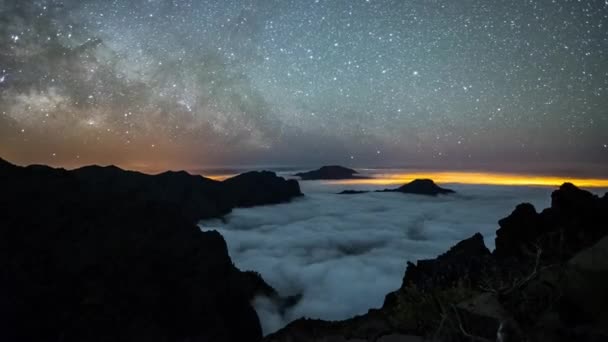 Млечный Путь Пальма Канарские Острова Испания — стоковое видео