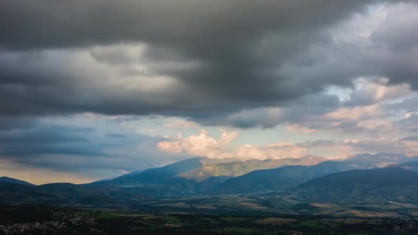 Pôr Sol Cerdanya Pirinéus Espanha — Vídeo de Stock