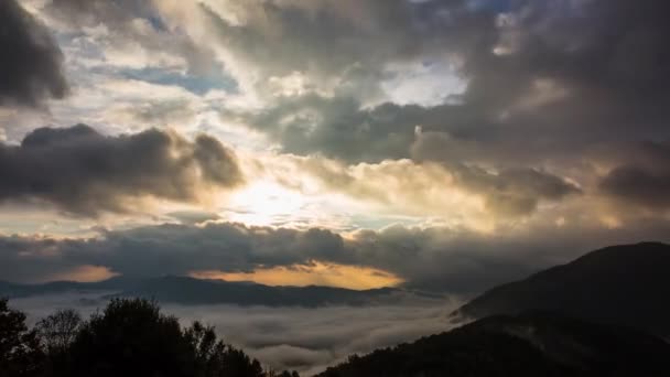 Salida Del Sol Garrotxa Girona Gerona España — Vídeos de Stock