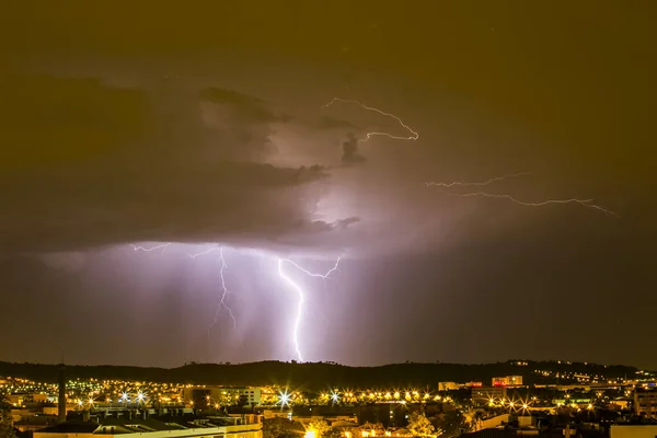 Lightning Sabadell City Barcelona Spain — Stock Photo, Image