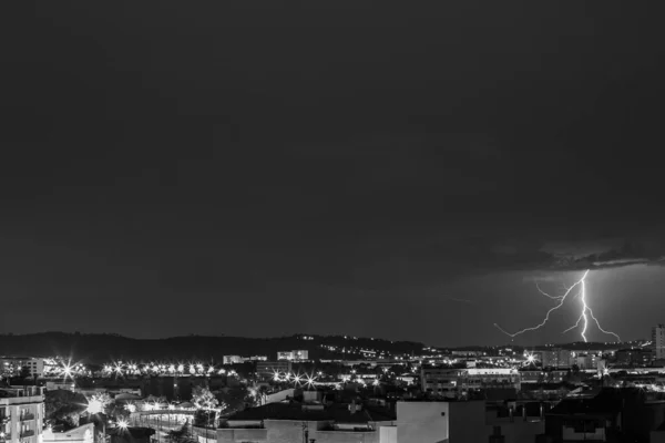 Lightning Sabadell City Barcelona Spain — Stock Photo, Image