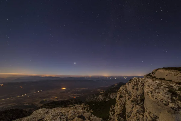 Voie Lactée Hivernale Serra Del Montsec Lleida Espagne — Photo