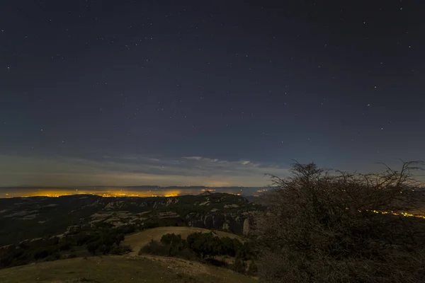 Nuit Lune Mola Peak Barcelone Espagne — Photo