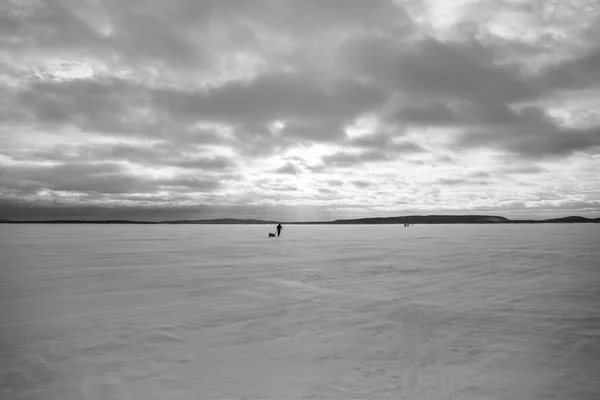 Inari Gölü Laponya Finlandiya Kayak Gezisi — Stok fotoğraf