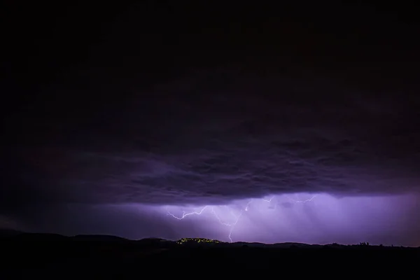 Lightning Balaguer Lleida Catalonia Spain — стокове фото