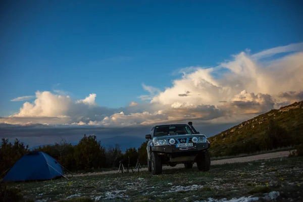 Coucher Soleil Camp Printemps Montsec Lleida Espagne — Photo