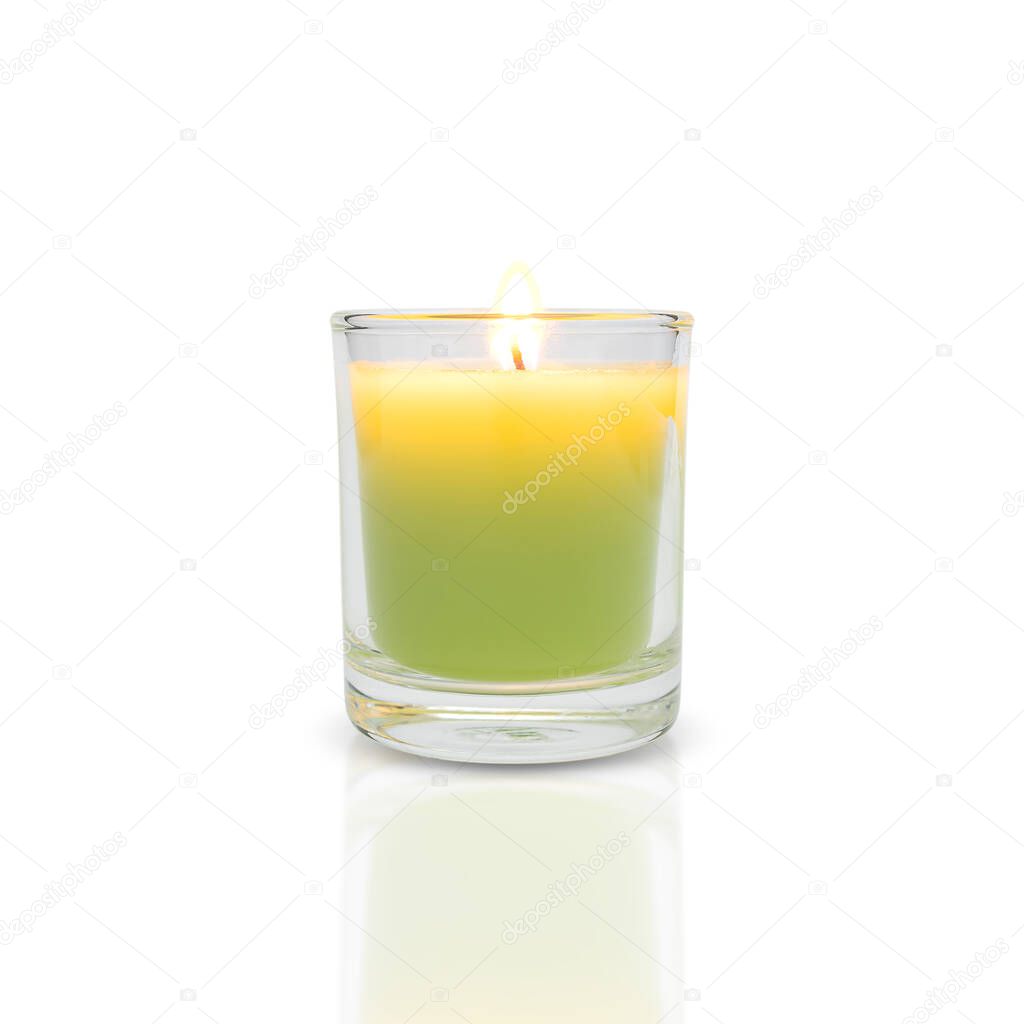 Green Candles isolated on white background. with clipping paths.