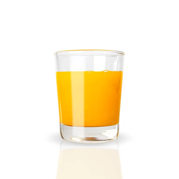 Squeezed Orange Juice Clear Glass Low Shape Isolated White Background — Stock Photo, Image