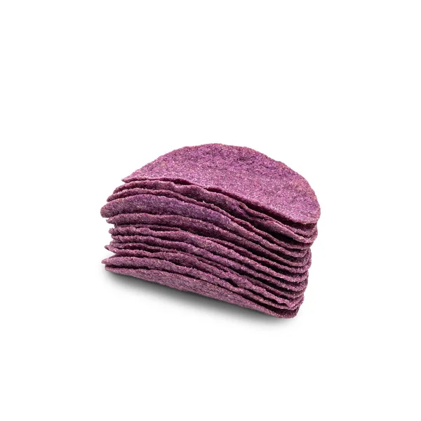 Purple Patates Douces Chips Isolés Sur Fond Blanc Avec Des — Photo