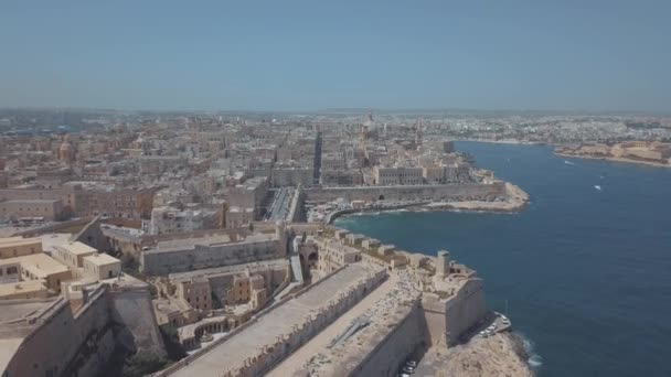 Vue panoramique aérienne de l'ancienne capitale de la valletta à Malta — Video