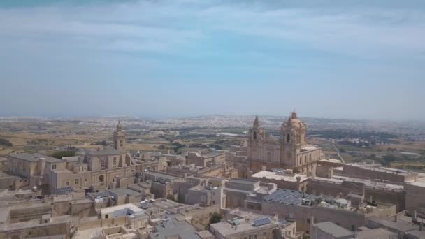 Εναέρια άποψη της MDINA οχυρωμένη σιωπηλή πόλη στη Μάλτα — Αρχείο Βίντεο