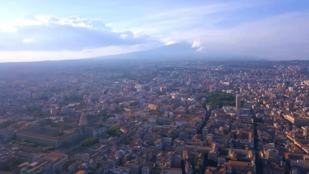 Vista aérea de la catania vista del casco antiguo de la ciudad — Vídeos de Stock