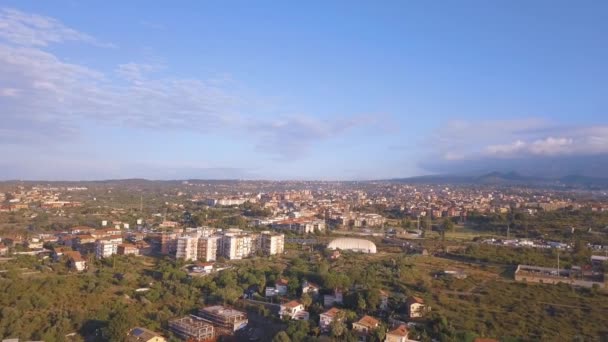 Αεροφωτογραφία της πόλης της Κατάνια θέα στην παλιά πόλη — Αρχείο Βίντεο