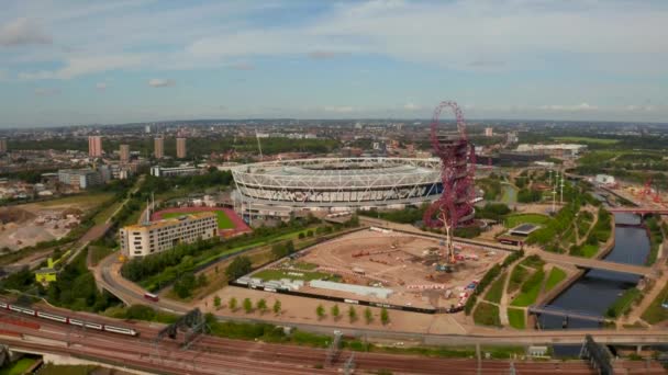 Aerial view of the olympic stadium in london — Stock Video