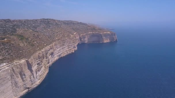 Aerial view of malta wild nature huge white cliffs — Stock Video