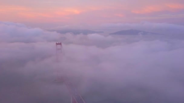 Légi kilátás naplemente a Golden Gate híd San Francisco — Stock videók