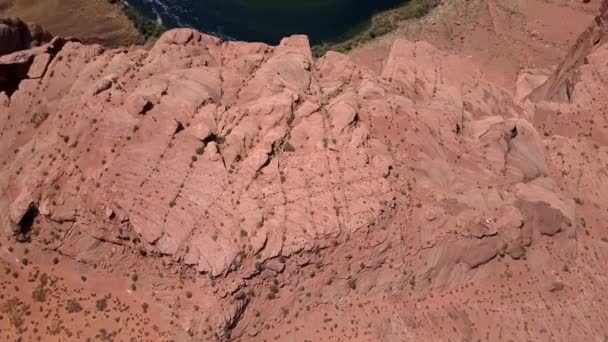 Vista aerea della curva a ferro di cavallo meandro sul colorado fiume — Video Stock