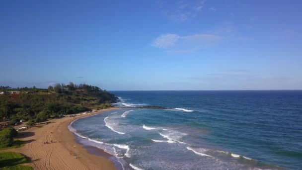 Increíble vista aérea de la playa hawaii en la isla de Kauai — Vídeo de stock