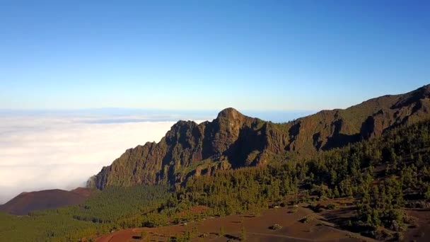 Beautiful aerial view of the nature in spain on the island of tenerife mountains — Stock Video