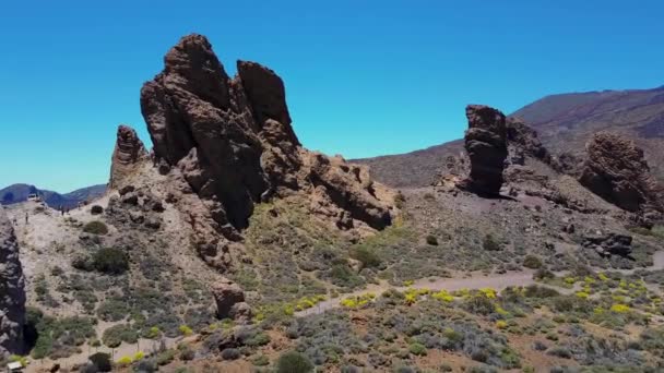 Hermosa vista aérea de la naturaleza en España en la isla de tenerife montañas — Vídeos de Stock