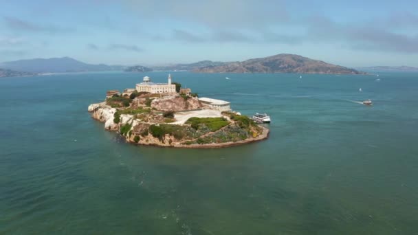 Панорамний вид на в'язницю острова Алькатрас — стокове відео