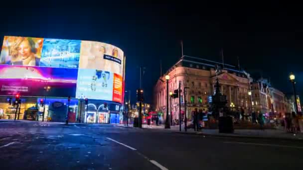 Timelapse cyrku piccadilly w Londynie w nocy Filmiki Stockowe bez tantiem