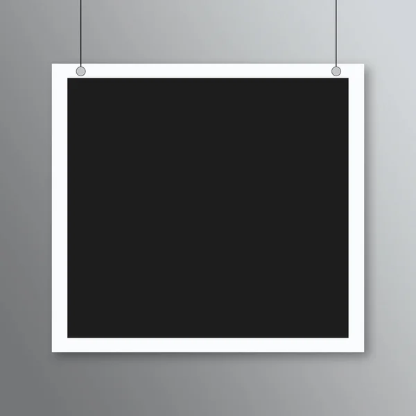Cartaz de banner de sinal de suspensão preto em uma moldura branca. — Fotografia de Stock