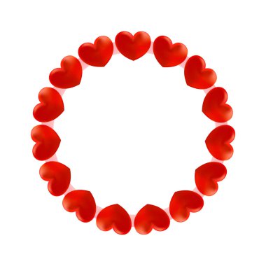 Valentine kart tasarımı için kırmızı kalp yuvarlak çerçeve