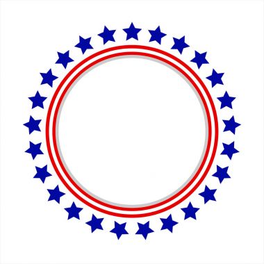Yuvarlak kare Amerikan bayrağı stilize logo, sembol, amblemi