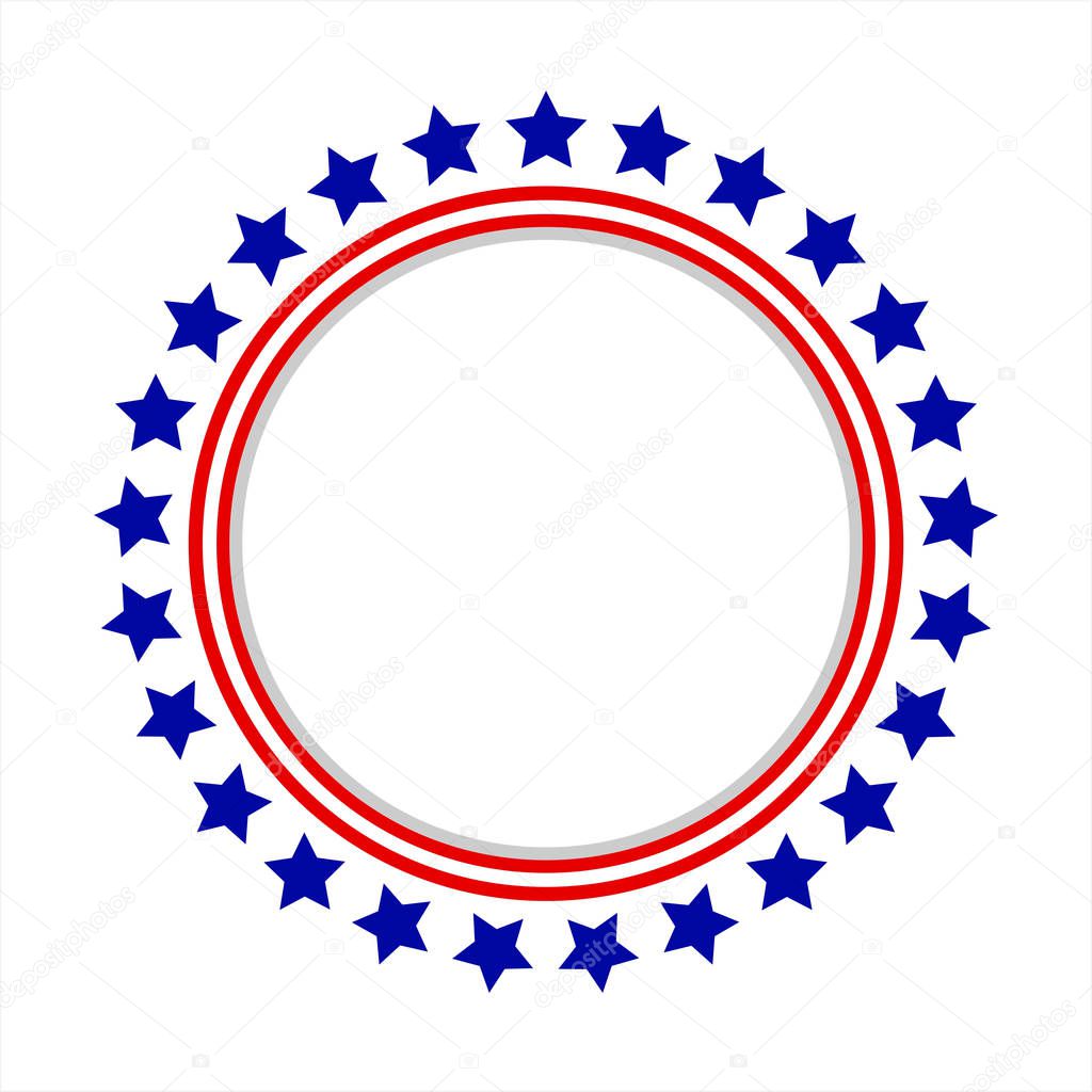 Round frame American flag stylized logo, symbol, emblem