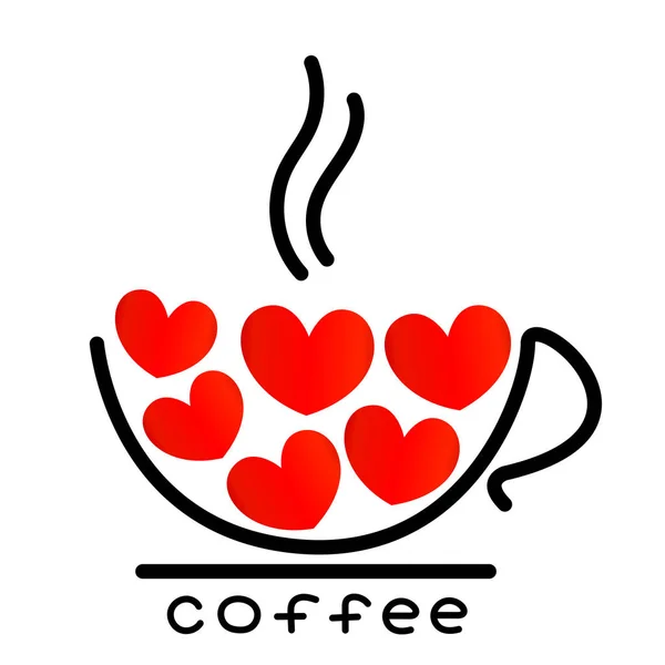 Taza de café con corazones rojos — Archivo Imágenes Vectoriales