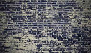 Tuğla duvar mavi doku kopya alanı ile retro.