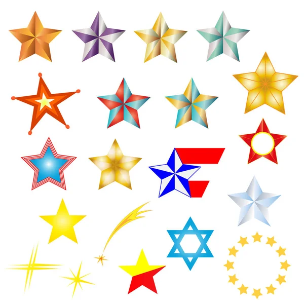Ícone de estrela e logotipo definido — Vetor de Stock