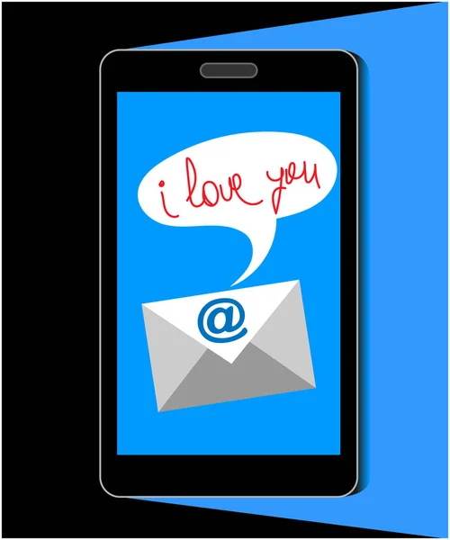 Teléfono móvil email Valentine Te amo . — Vector de stock