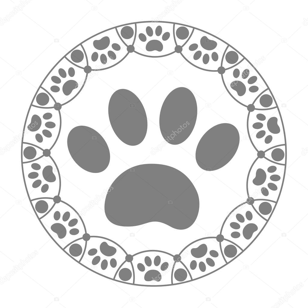 Paw print dog in the ring on a white background.