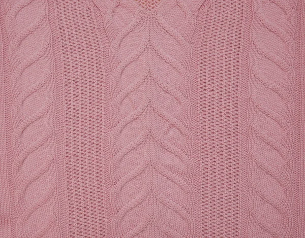 Gestrickte Zöpfe Rosa Pullover Material Canvas Textur — Stockfoto