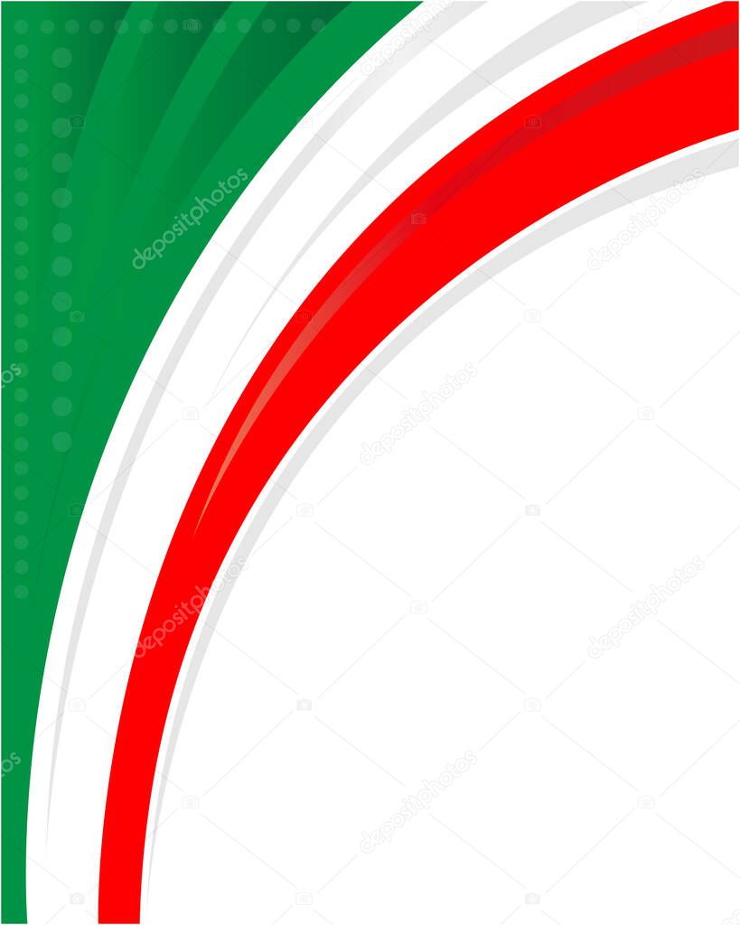 Italian flag corner frame background with empty space for your text.