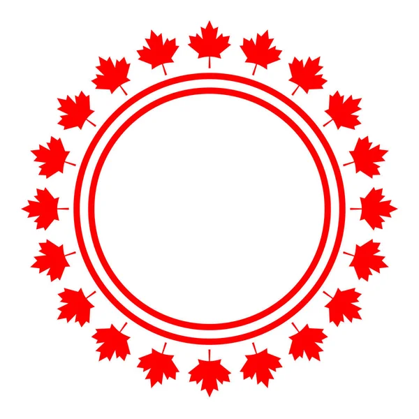 Canadese Symboliek Vlag Esdoorn Blad Abstract Rond Frame Logo — Stockvector