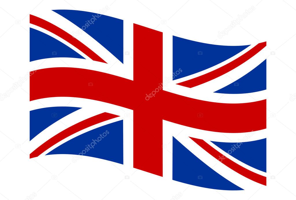 United Kingdom flag wave icon badge poster background