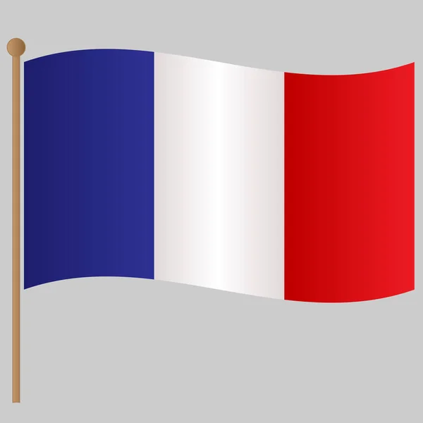 Franska Nationella Flaggan Duk Flaggstången Våg Mönster Bakgrund — Stock vektor