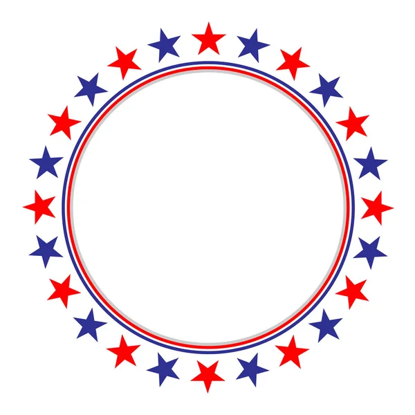 丸いアメリカの旗のシンボルは 星のアイコンのロゴのシンボルでフレーム — ストックベクタ