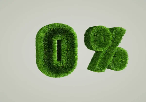  3D% 0 metin oluşturdu. Yeşil çimen dokusu. Gri arkaplan.
