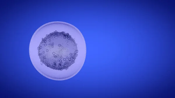 コロナウイルス細胞 医療イラスト 3Dレンダリング 感染だマクロ 青い背景に隔離された — ストック写真
