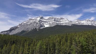 Aydınlık ve güneşli bir günde Rocky Dağları