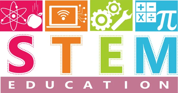 Ilustración Stem Ciencia Tecnología Ingeniería Matemáticas Palabra Educación Tipografía Diseño — Archivo Imágenes Vectoriales