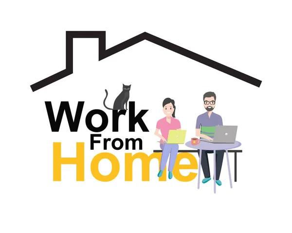 Εργασία Από Σπίτι Για Μείνετε Στο Σπίτι Εκστρατεία Coronavirus Πρόληψη — Διανυσματικό Αρχείο